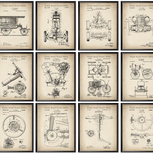 12 Vintage Fahrzeug Patent Kunst Auto Blueprint Auto Scheme Poster Maschine Patent Transport Kunst Mechaniker Geschenk Ingenieur Geschenk