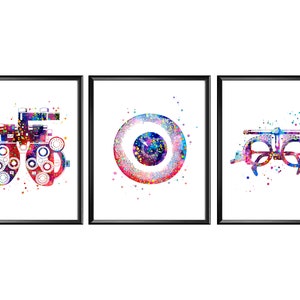 3 Optometry Art, Ophthalmology Art, Refractor Art, Watercolor Medical ...