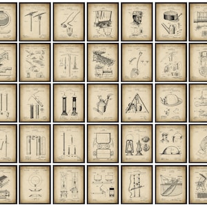 35 Gold Mining Equipment Patent Art Miner Instruments Blueprint Miner Gift Prospector Gift Handyman Gift Gold Rush Art Housewarming Gift