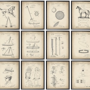 12 Horse Polo Patent Art Field Game Blueprint Equestrian Gift Polo Pony Art Polo Mallet Patent Sports Patent Home Wall Decor
