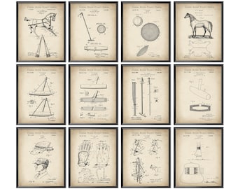 12 Horse Polo Patent Art Field Game Blueprint Equestrian Gift Polo Pony Art Polo Mallet Patent Sports Patent Home Wall Decor