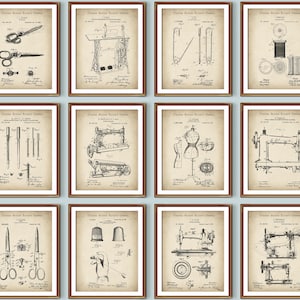 12 Crafter Gift Sewing Patent Art Crafting Art Seamstress Gift Needlewoman Gift Sewing Equipment Blueprint Craft Room Decor Home Wall Art