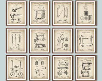 12 Crafter Gift Sewing Patent Art Crafting Art Seamstress Gift Needlewoman Gift Sewing Equipment Blueprint Craft Room Decor Home Wall Art