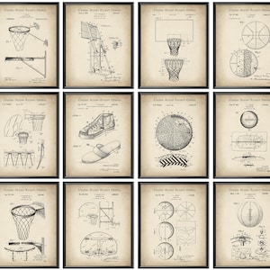 12 Basketball Patent Art Team Game Blueprint Sports Device Scheme Art Basket Patent Ball Patent Basketball Player Gift Boys Room Decor