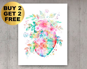 Floral Kidney Art Watercolor Anatomy Art Nephrology Poster Medical Art Clinic Wall Decor Doctor Office Gift Urologist Gift