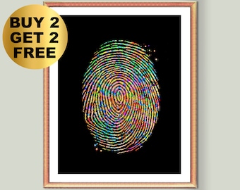 Human Fingerprint Art Medical Art Abstract Printable Art Doctor Office Decor Nurse Gift Idea Digital Download