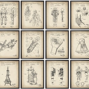 12 Cosmonaut Patent Art Spaceman Suit Blueprint Astronaut Scheme Art Rocket Art Space Ship Art Aviation Art Pilot Gift Scientist Gift