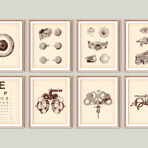 8 Optometry Art, Anatomical Eye Vintage Poster, Refractor Art, Human Pupil, Medical Artwork, Eye Clinic Decor, Ophthalmologist Gift