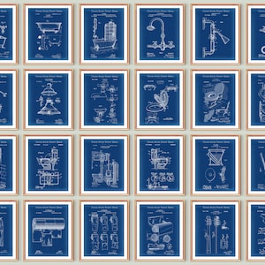 24 Bathroom Decor Toilet Patent Art Water Closet Patent Toilet Paper Roll Blueprint Plumbing Inventions Plumber Gift Engineer Gift