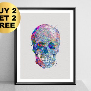 Watercolor Skull Art Anatomy Art Medical Art Doctor Office Gift Medical Student Gift Surgeon Gift Scientist Gift