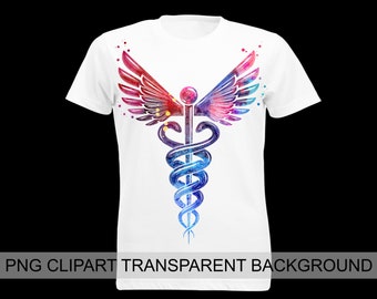 Caduceus clipart, watercolor caduceus, caduceus png, medical art, anatomy clipart, doctor clipart, clinic art, science clipart, nurse art
