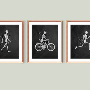 3 Skeleton Poster Anatomy Art Anatomical Human Skeleton Chalkboard Drawing Moving Skeleton Art Chiropractor Gift Orthopedist Gift Doctor Art