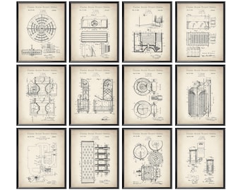 12 Vintage Air Conditioner Patent Art Ventilating System Blueprint Conditioning System Scheme HVAC Technician Gift AC Company Decor