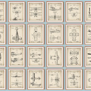 24 Vintage Airplane Patent Posters Aircraft Blueprint Plane Scheme Aviation Inventions Art Aeronautics Art Piloting Art Aviator Gift
