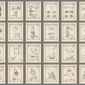 24 Vintage Gym Patent Posters Workout Blueprint Weightlifting Equipment Dumbbell Patent Bodybuilder Gift Fitness Art Home Gym Wall Decor