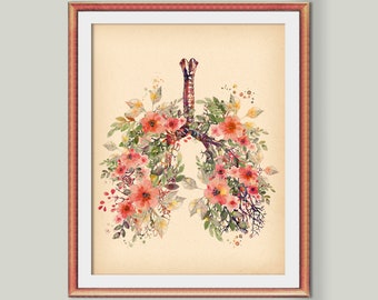 Vintage Lungs Anatomy Art Medical Art Doctor Gift Pulmonologist Gift Surgeon Gift Medicine Art Clinic Wall Decor Nurse Graduation Gift