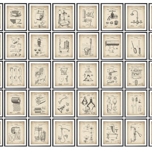 40 Bathroom Patent Art Restroom Blueprint Plumbing Inventions Blueprint SPA Wall Decor Plumber Gift Home Bathroom Decoration