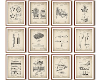 12 Bread Making Patent Prints Bakery Blueprint Food Patent Kitchen Wall Decor Baker Gift Cooker Gift Pastry Chef Gift Cake Master Gift