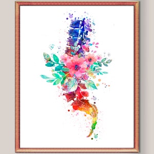 Spine Anatomy Art, Backbone Art, Vertebra Art, Spinal Column Art, Medical Art, Skeletal System, Orthopedic Surgeon Gift, Chiropractor Gift