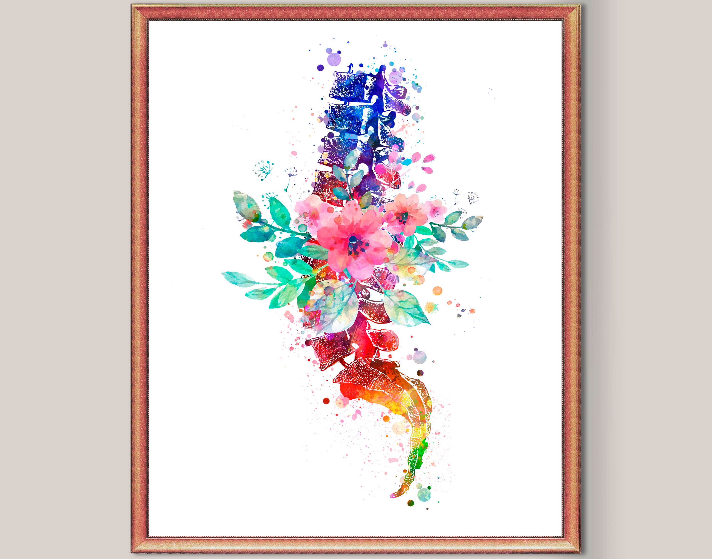 Spine Anatomy Art, Backbone Art, Vertebra Art, Spinal Column Art, Medical Art, Skeletal System, Orthopedic Surgeon Gift, Chiropractor Gift