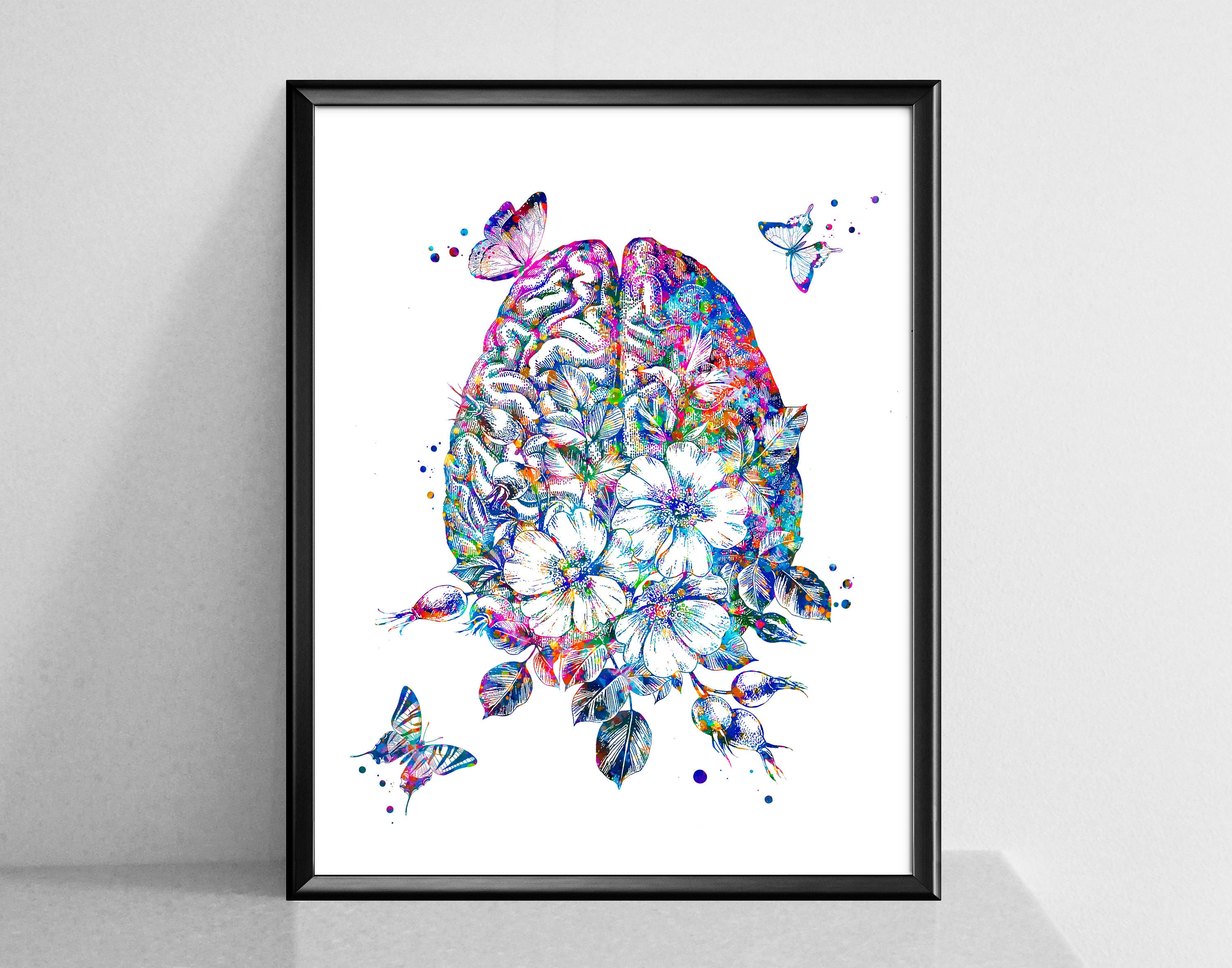 Floral Brain Anatomy Art Neurology Art Medical Poster Neurologist Gift ...