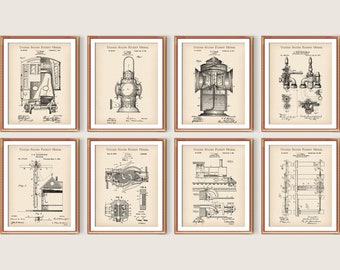 8 Vintage Railroad Patent Art Railway Blueprint Railroad Signal Scheme Locomotive Patent Semaphore Patent Transportation Poster