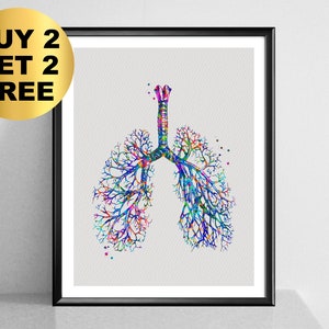 Human Lungs Anatomy Art Bronchi Watercolor Art Trachea Bronchial Tree Respiratory System Medical Art Pulmonology Art Doctor Gift