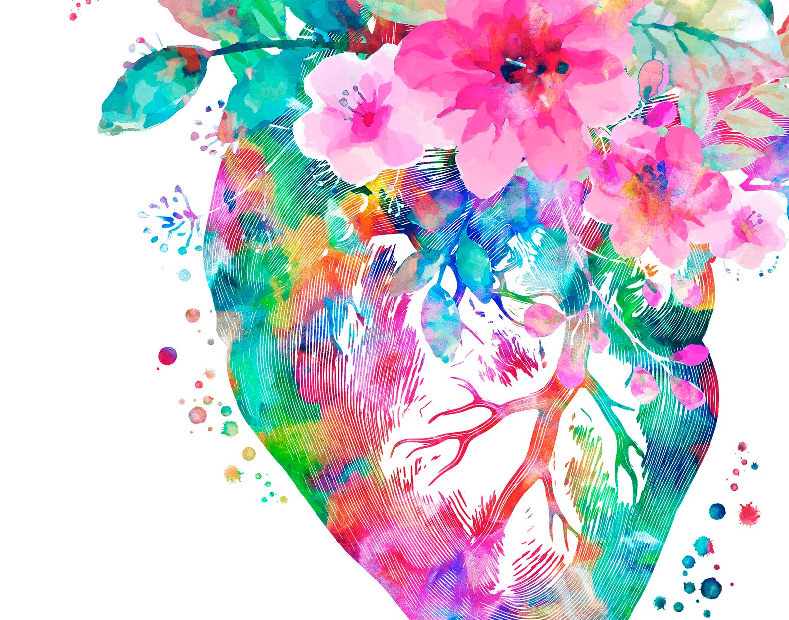 Watercolor Anatomy Art Set 8 Medical Art Floral Organs Poster Etsy