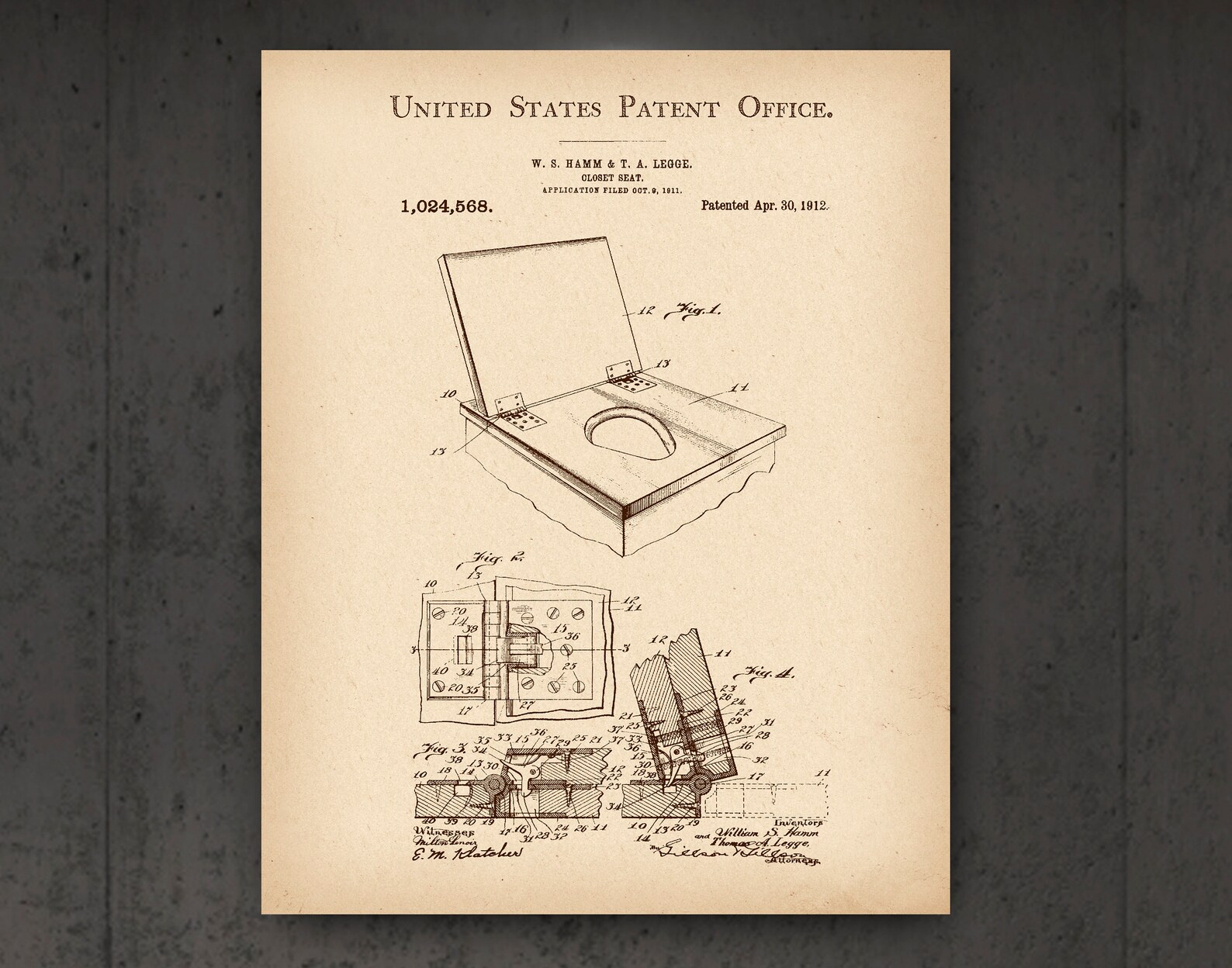 8 Toilet Vintage Patent Art Water Closet Invention Poster Etsy