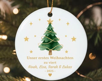 Personalized Christmas ornaments, First Christmas as a family 2025, Baby Christmas tree decorations, Christmas bauble name, Christmas decorations family