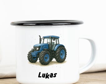 Children's cup tractor with name, name cup tractor children boys kindergarten, children's cup gift idea birthday school enrollment boys