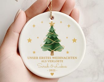Personalized Christmas ornament, Our first Christmas as engaged couple 2025, Christmas bauble Christmas tree decoration, engagement gift