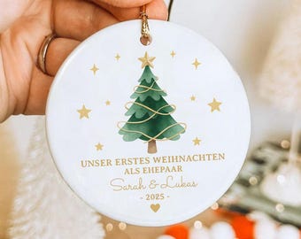 Personalized Christmas ornament, Our first Christmas as a married couple 2025, Christmas bauble Christmas tree decoration, Gift for newlyweds wedding