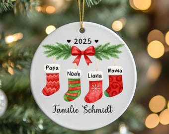 Personalized Christmas ornament, First Christmas 2025, Christmas bauble Christmas tree decoration, Gift Baby Our Family, Tree decoration