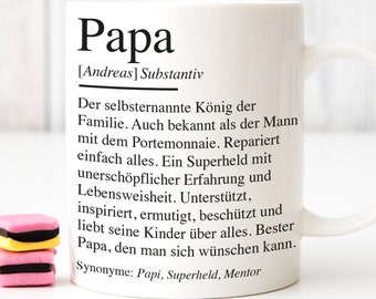 Tasse Papa Definition Vater Personalisiert Namen Geschenk Vatertag Geburtstag Papi Familie Vatertagsgeschenk Personalisierung Kaffeetasse