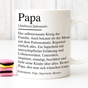 Tasse Papa Definition Vater Personalisiert Namen Geschenk Vatertag Geburtstag Papi Familie Vatertagsgeschenk Personalisierung Kaffeetasse