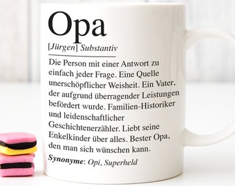 Tasse Opa Definition Personalisiert Name Opi Großvater Geschenk Geburtstag Personalisierung individuell Spruch von Enkelkinder Kaffeetasse