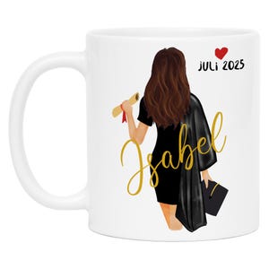 Abschluss 2025 Tasse Bachelor Master Absolventin Geschenk Personalisiert Name Graduierung Kaffeetasse Frauen Damen Personalisieren