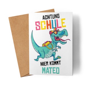Schulkind Karte Junge Dino Dinosaurier Personalisiert Einschulung Schuleinführung Geschenk Einschulungsgeschenk Einschulungskarte