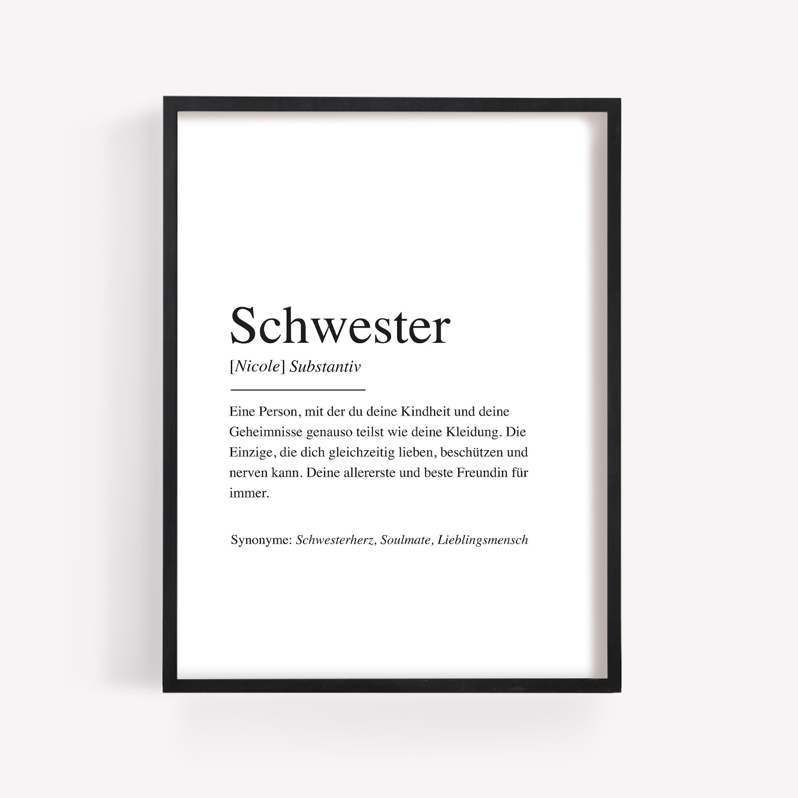 Poster Bild Definition Schwester Sister Schwestern Geschenk Etsy