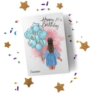 Karte Geburtstag Frau Mädchen Geburtstagskarte Frau Freundin Happy Birthday Karte Card Faltkarte Grußkarte Personalisiert Geschenk Bild 3