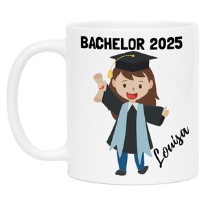 Tasse Bachelor Personalisierbar Name Haarfarbe Abschluss 2025 Absolvent Geschenk Personalisiert Graduierung Kaffeetasse Frauen Damen