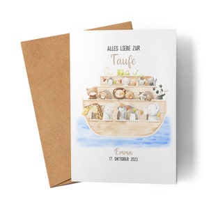 Baptism Card Personalized Noah's Ark Baptism Gift Boy Girl Baptism Card Godchild Congratulations on Baptism Congratulations Card