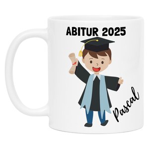 Tasse Abitur Personalisierbar Name Haarfarbe Abschluss Abi 2025 Geschenk Schule Personalisiert Geschenkidee Kaffeetasse Jungs Jungen