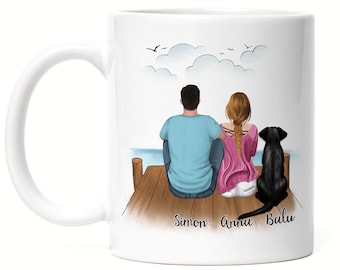 Paar met honden mok gepersonaliseerde hond eigenaar cadeau hondenliefhebber paar hond hond moeder vader hond moeder hond vader