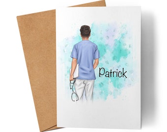 Nurse Thank You Card Personalized Doctor Doctors Nurses Caregiver Hero Colleague Friends with Name & Saying Profession