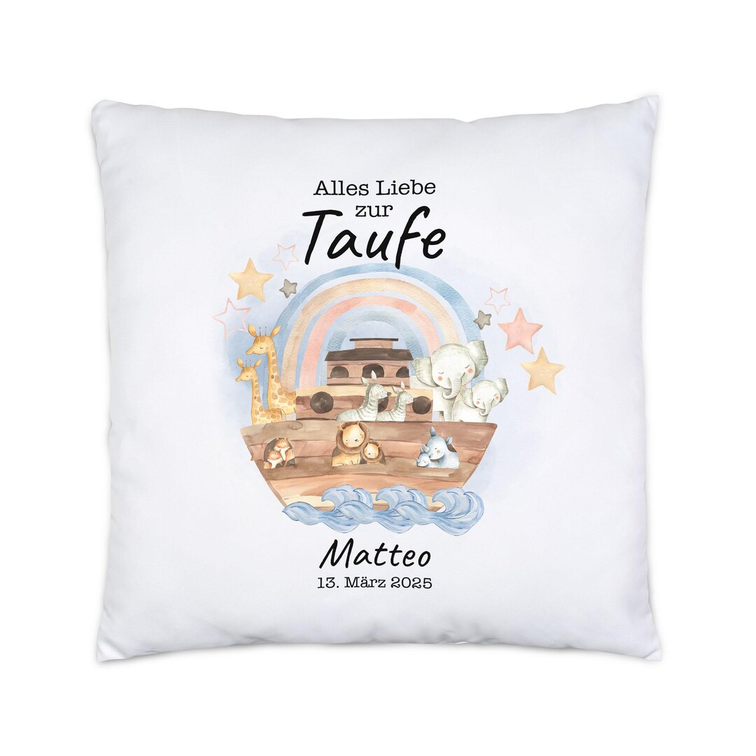 Kissen Taufe Personalisiert Arche Noah Taufgeschenk Junge Mädchen ...