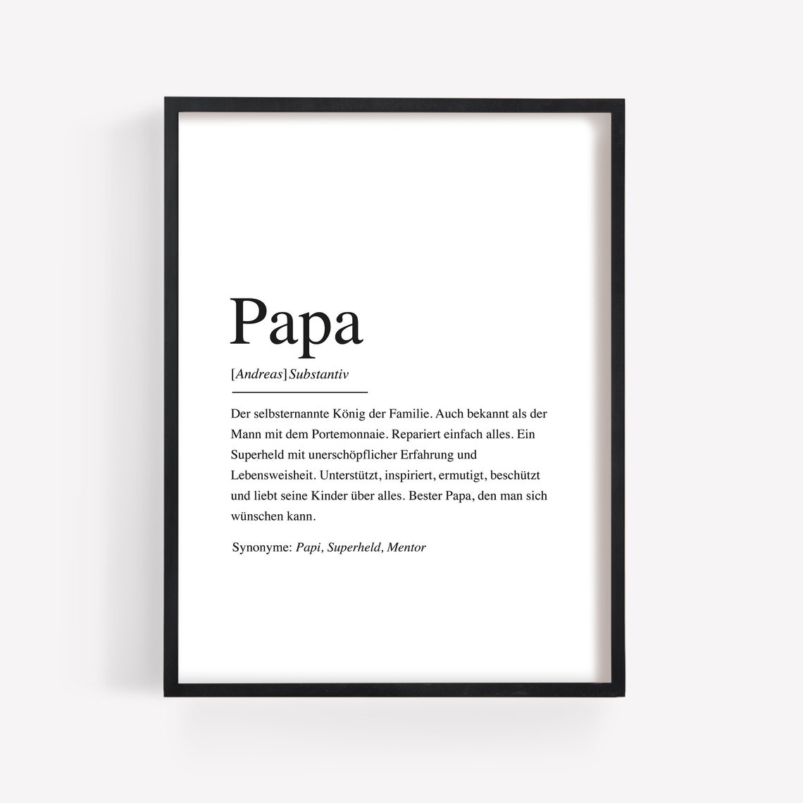 Poster Bild Papa Definition Vater Personalisiert mit Namen Etsy