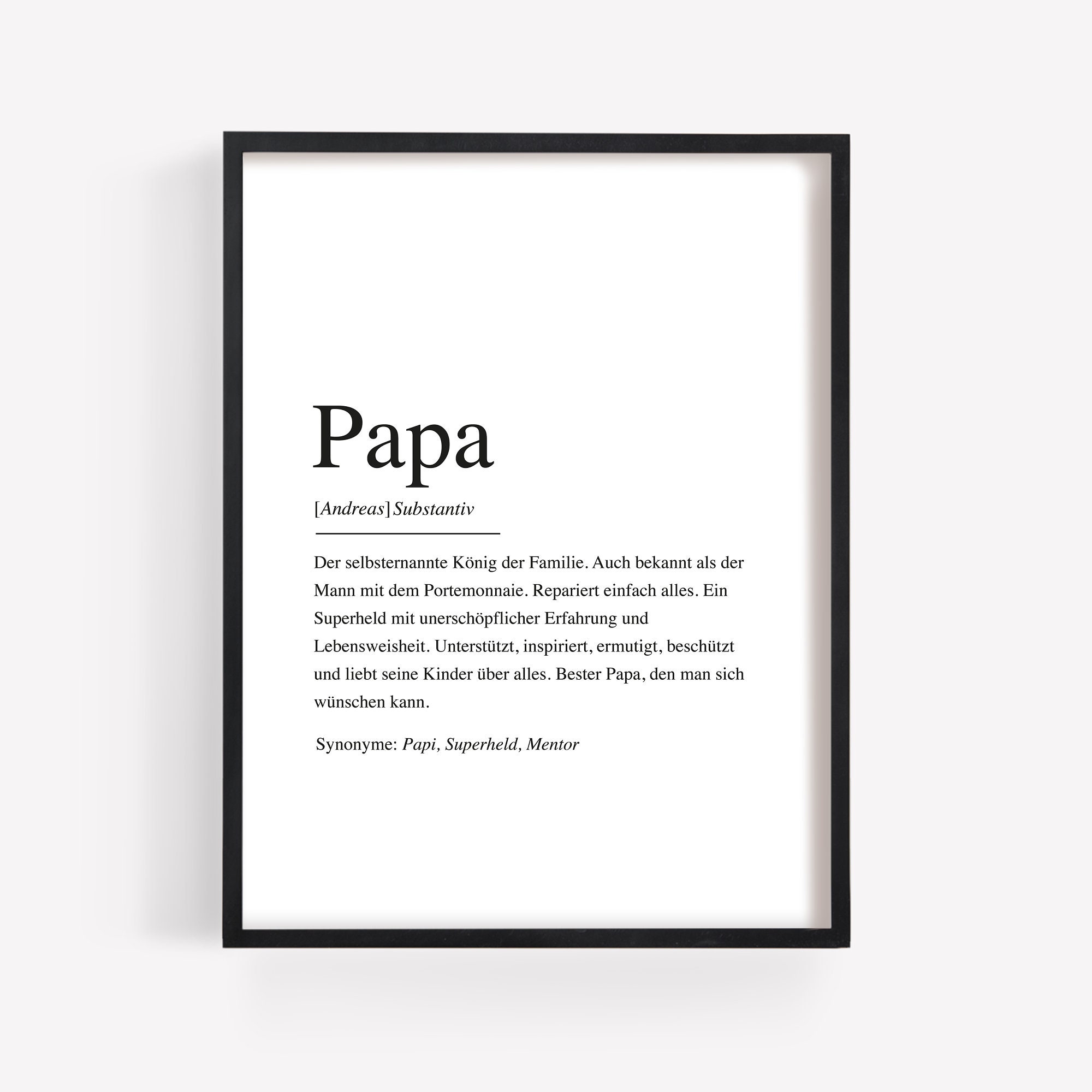 Poster Bild Papa Definition Vater Personalisiert mit Namen | Etsy