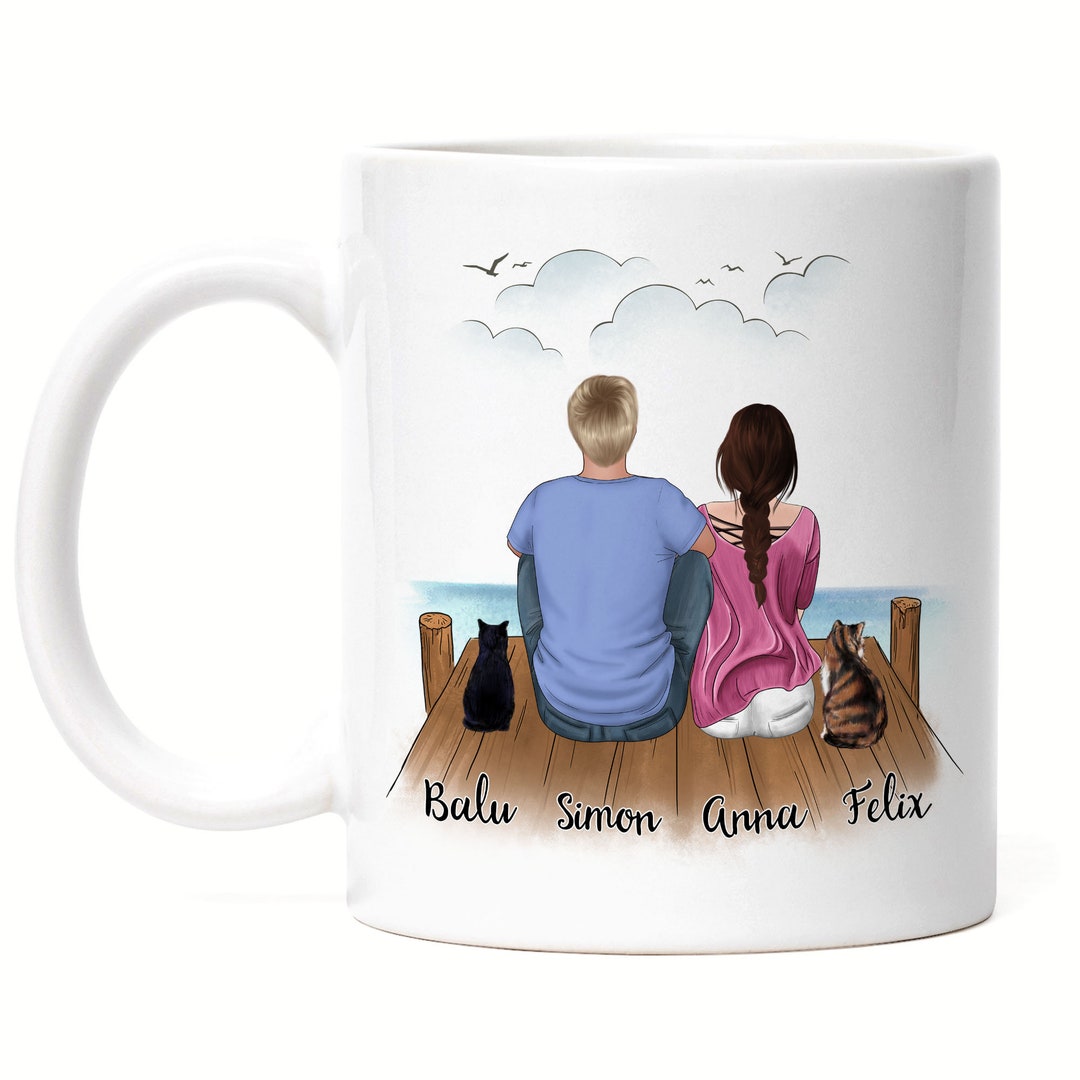 Couple With Cats Cup Personalized Cat Owner Gift Cat Lover Couple Cat ...